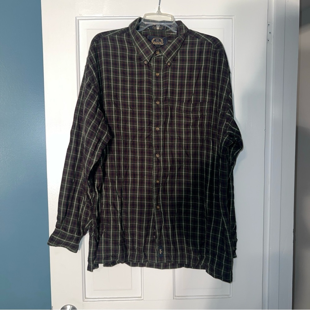 BD Baggies Green and Black Plaid Casual Shirt